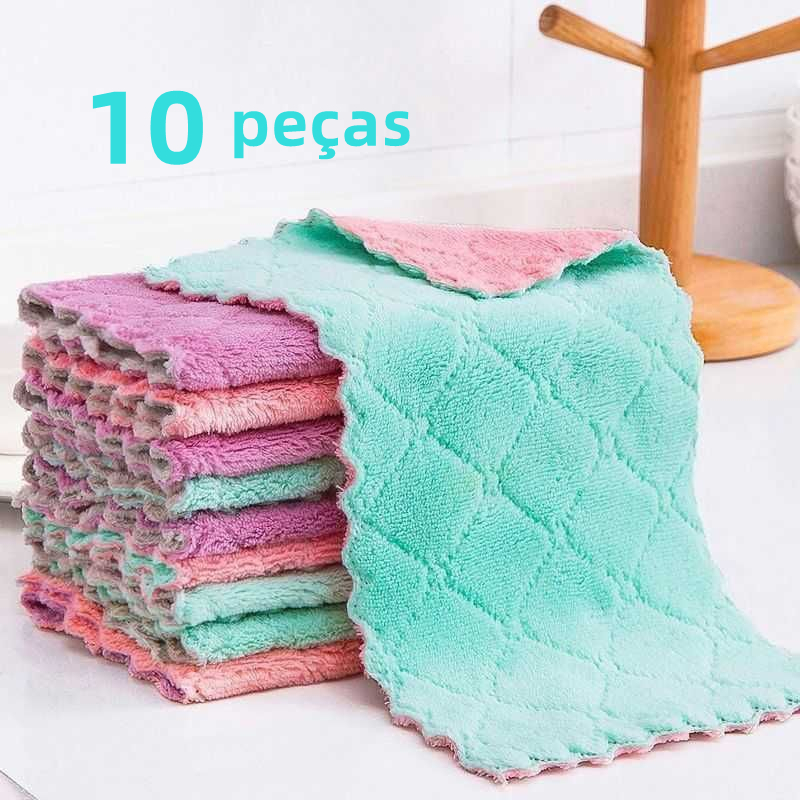 10 Peças Pano De Limpeza 25x15CM Pano Super Absorvente Microfibra Para  Limpar De Cozinha ...