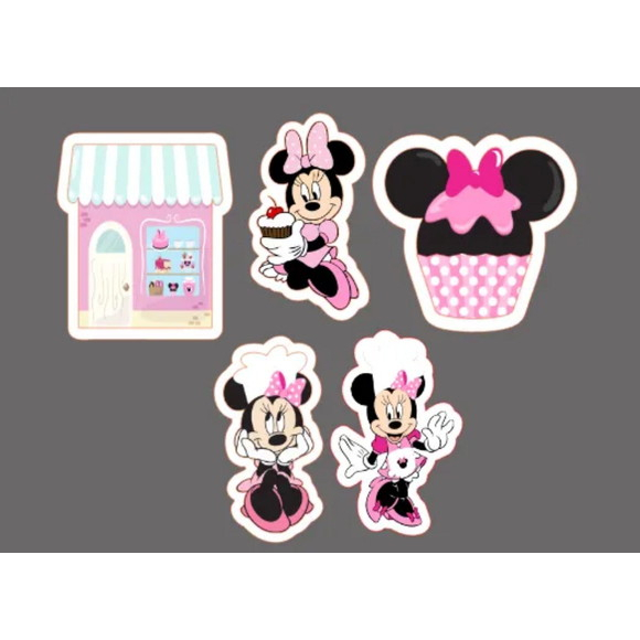 50 APLIQUES DE 4 CM MINNIE CONFEITEIRA CONFEITARIA DOCERIA DOCEIRA