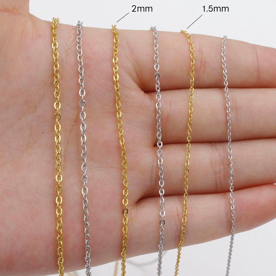 Colar Corrente de Aço Inox Feminino Masculino Clássico fino prata dourado 1.5mm 2mm 40cm 50cm 60cm em Oferta na Shopee