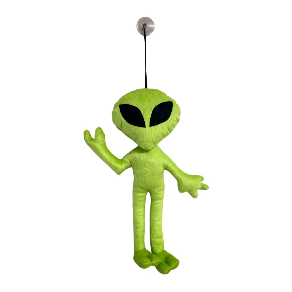 Alienígena ET de Pelúcia 40cm Verde Com Ventosa de Vidro Mascotinho dos Caminhoneiros