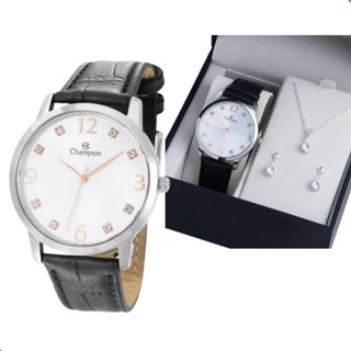 Relógio Champion Feminino Prata com pulseira de couro Cn24244Y