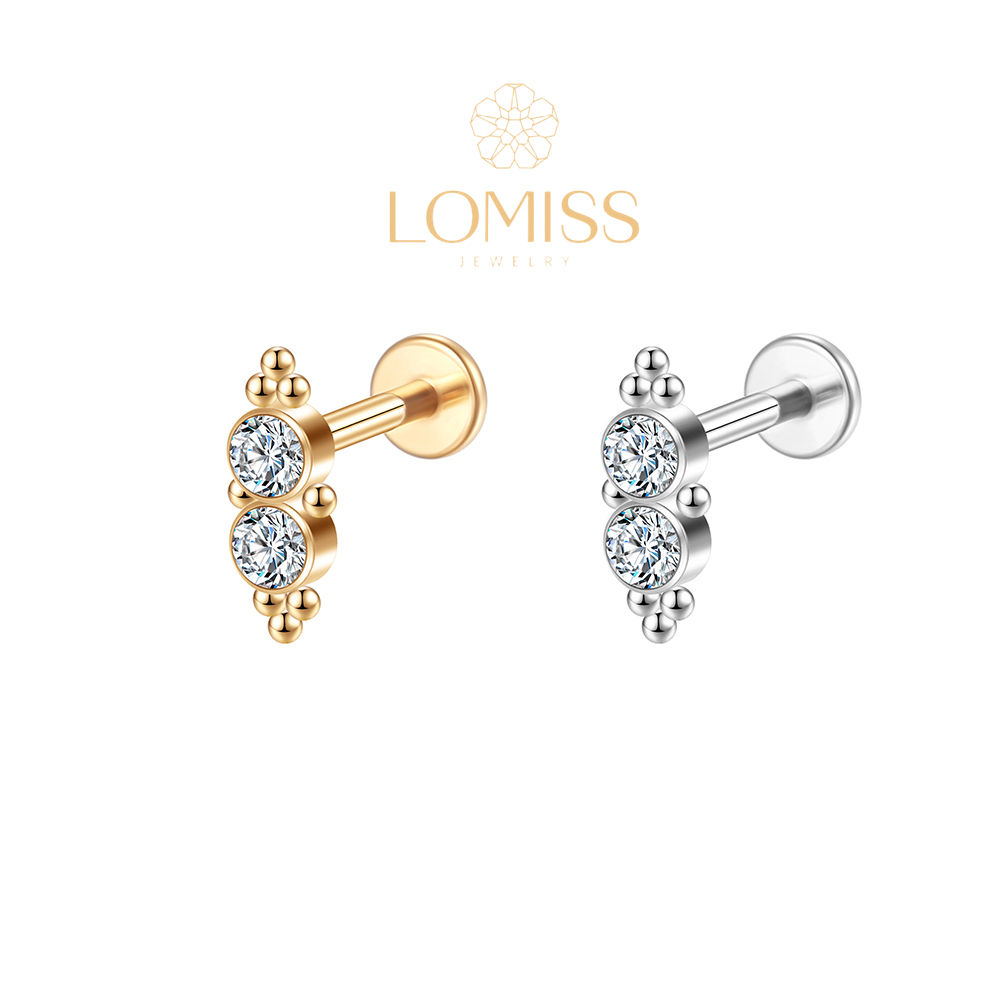 Piercing Helix Tragus Conch Boca-Medusa Labret Aço Cirúrgico Pvd 2 Zircônia Redondo em Oferta na Shopee