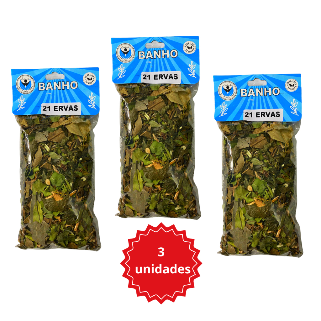 Kit 3 Banho 21 Ervas Limpeza Espiritual Proteção Descarrego em Oferta na Shopee