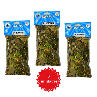 Kit 3 Banho 21 Ervas Limpeza Espiritual Proteção Descarrego em Oferta na Shopee