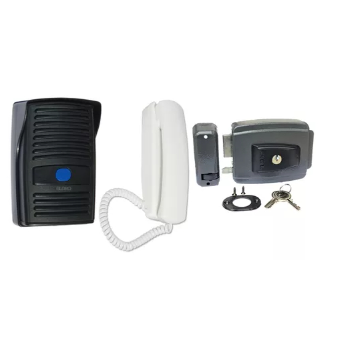 Kit Porteiro Interfone Preto+ Fechadura Agl-inha12v