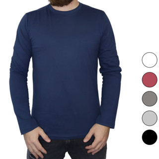 Camiseta Masculina Manga Longa Lisa 100% Algodão