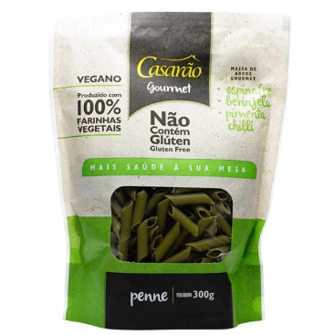 Massa De Arroz Penne Espinafre/Berinjela/Chilli S/Gl 300G - Casarão/Comarroz