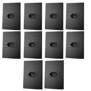 10 Tomadas Preto Fosco 10A 4x2 Blux Recta Black Satin Fosco Tomada Fosca Preta