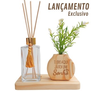 Kit Lavabo Difusor Aromatizador de Ambiente Decoração Enfeite Sala Escritório Flores Artificiais