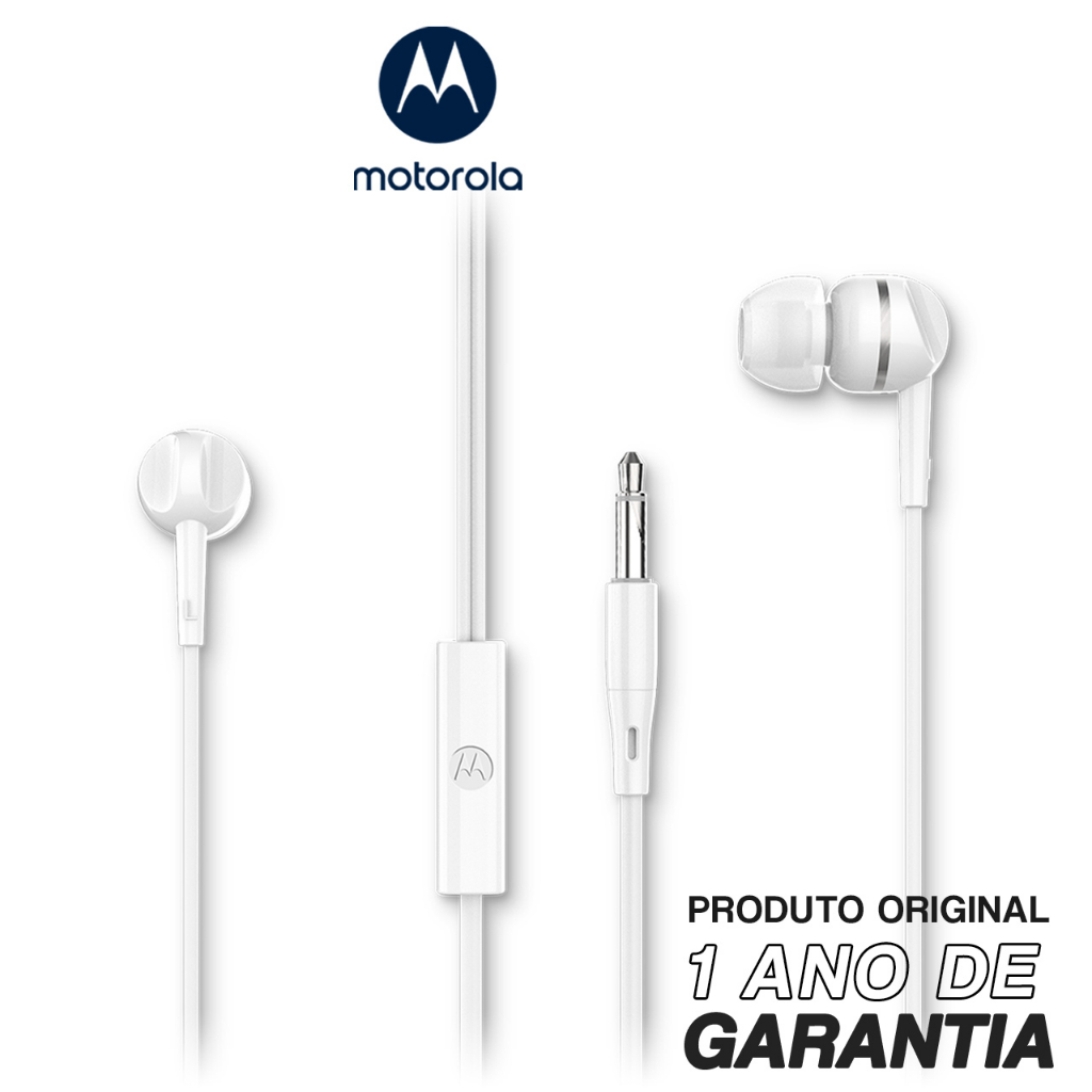 Fone De Ouvido com fio Original Motorola Earbuds 105, Anti Ruido Com Microfone - Branco em Oferta na Shopee