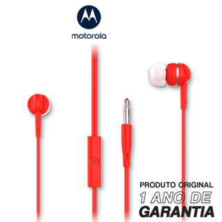 Fone De Ouvido com fio Original Motorola Earbuds 105, Anti Ruído Com Microfone - Vermelho