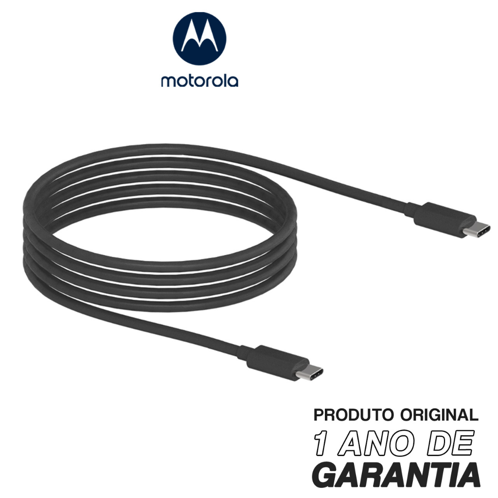 Cabo de Dados e Carga Motorola Moto USB-C para USB-C 2 Metros Original Preto