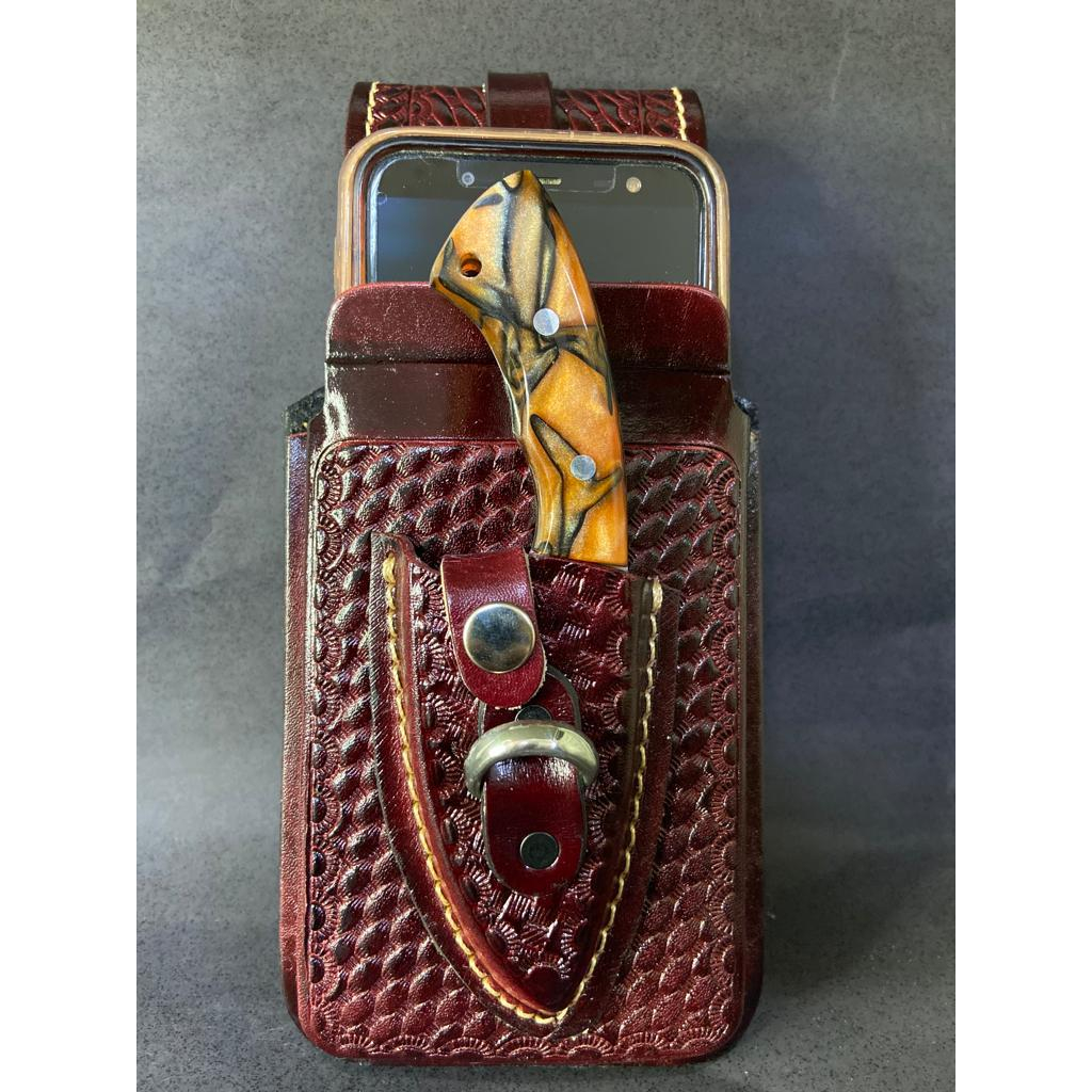 Capinha Celular Bainha Em Couro Com Opções De Faca Universal