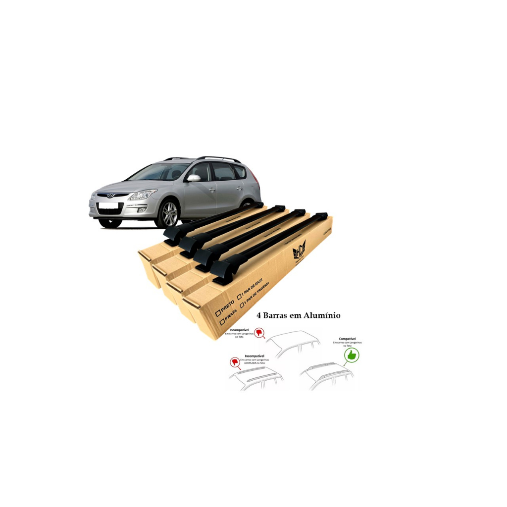 Bagageiro Hyundai I30 Cw 2010 A 2013 4 Barras Rack Larga Heavy Car