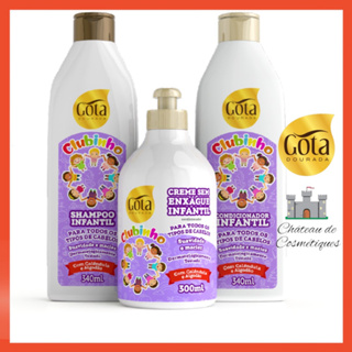 Kit Gota Dourada Infantil Clubinho Suave com Shampoo Condicionador e Creme de Pentear em Oferta na Shopee