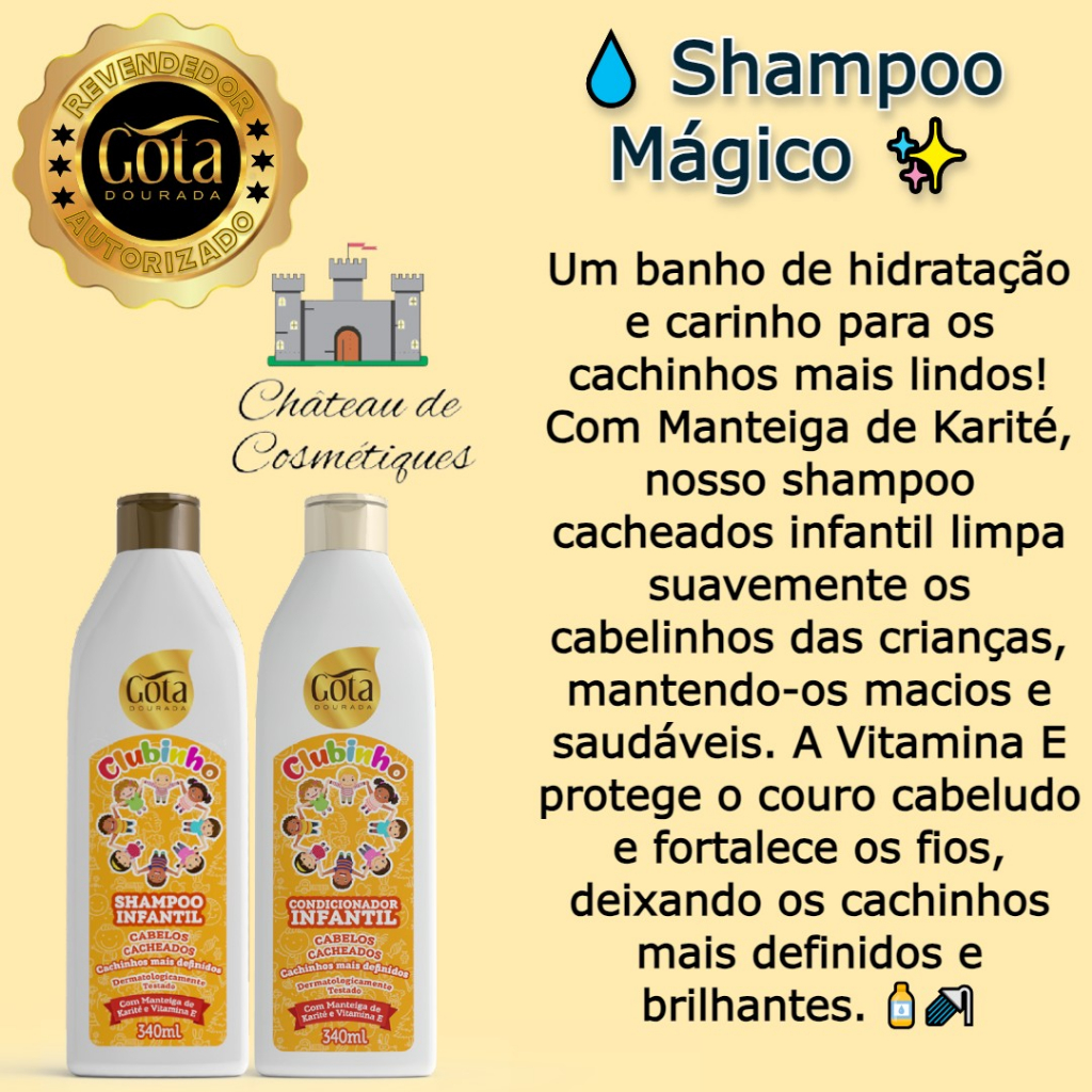 Kit Gota Dourada Infantil Clubinho Cacheados com Shampoo Condicionador — imagem 2 de 2