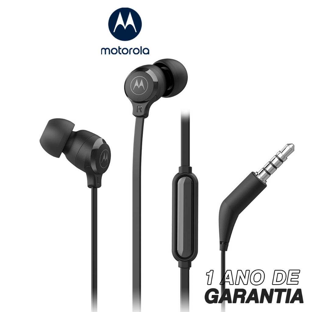 Fone De Ouvido Motorola Earbuds 3-S com Microfone - Preto