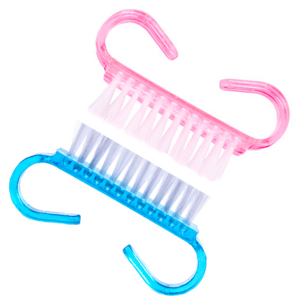 Kit 2 Escovinha Acrílica Para Limpeza De Unhas Higiene Multiuso Alça Anatomica T-79-5