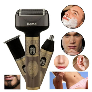 Aparador Eletrico Kemei 3 EM 1 Barbeador Eletrico Shaver Sem Fio Kemei KM 6712 Multifunção