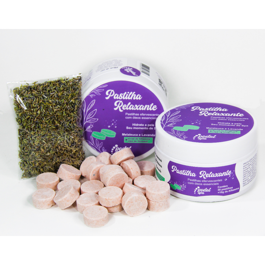 "LANÇAMENTO" - ESCALDA PÉS OU AMOLECEDOR DE CUTICULAS EM PASTILHAS EFERVENCENTES RELAXANTES + ERVAS DE ALFAZEMA em Oferta na Shopee