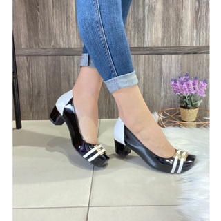 Sapato Scarpin Feminino Salto Grosso Verniz Ultra Conforto. 4042 em Oferta na Shopee