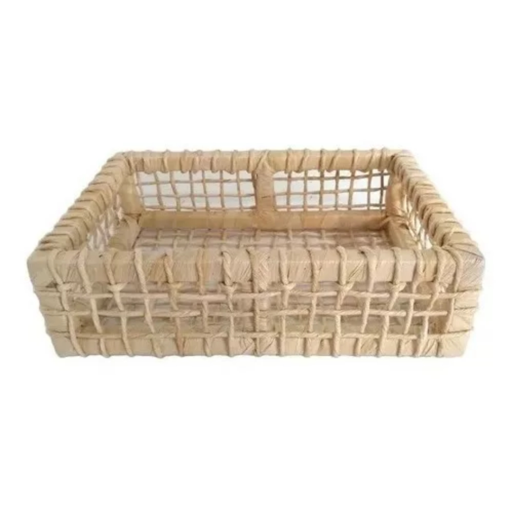 Kit C/ 6 Cesta Bandeja Baixa Pequena 21x12x04 Palha De Milho em Oferta na Shopee