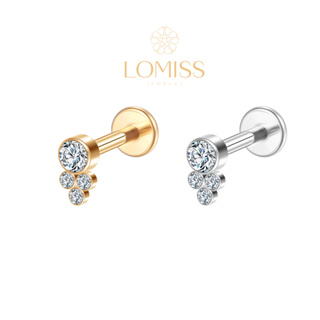 Piercing Helix Tragus Conch Boca-Medusa  Labret Aço Cirúrgico Pvd 4 Zircônias 1,2x8 em Oferta na Shopee