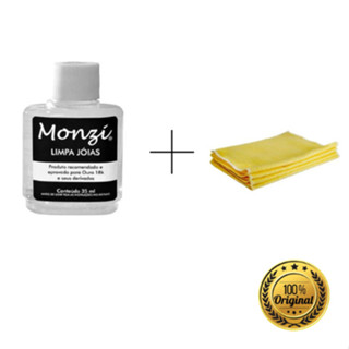 Kit Monzi Limpa Ouro 18k Original 35 ml + Flanela Original - Limpa Joias Rápida e Fácil Liquido