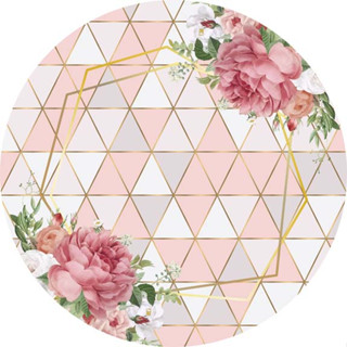 Painel Redondo Tecido Sublimado Flores Rose