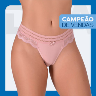Kit 10 Calcinha Fio Duplo Renda Cós Com Detalhes Delicados e Lacinho Lingerie Confortável para o dia a dia Delicada Básica e Sensual Langerie Sexy