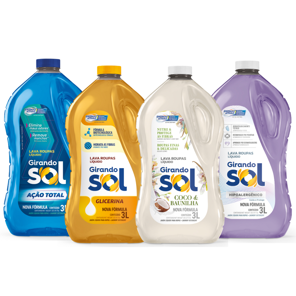 Lava Roupa Sabão Liquido Girando Sol 3 Litros Tipos em Oferta na Shopee
