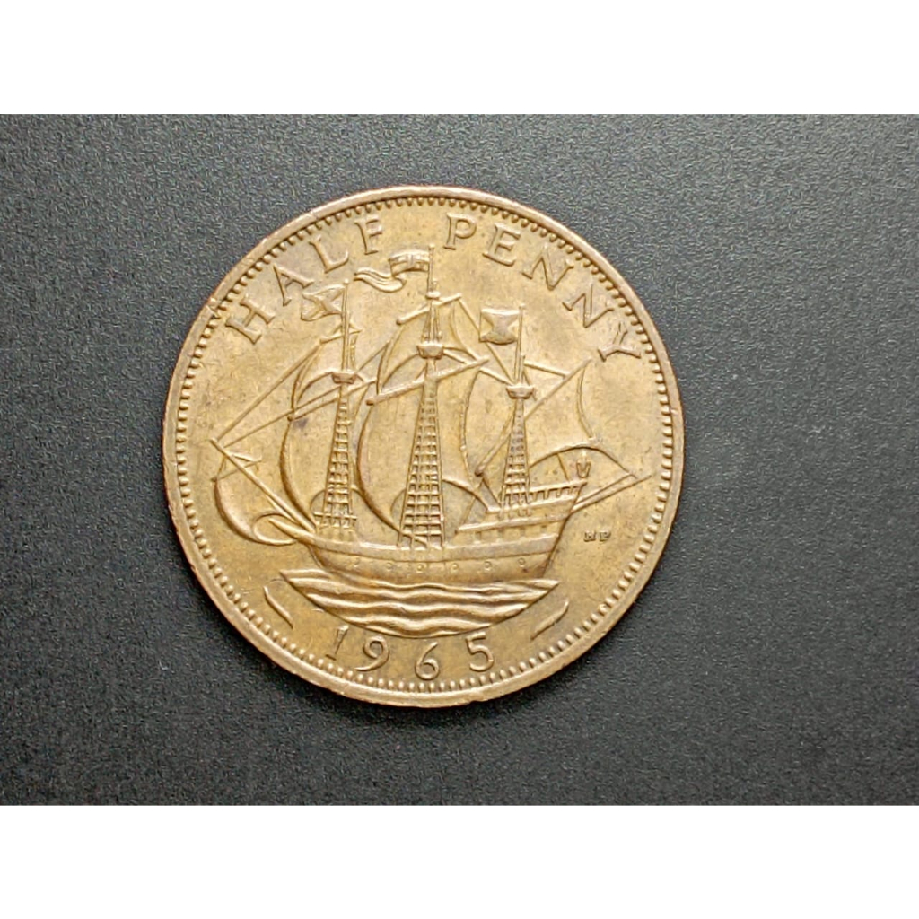 Moeda do Reino Unido, 1/2 pence, entre 1953-1967, MBC/Sob, bronze, 25,4mm