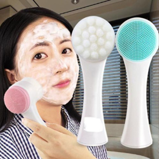 KIT 12 Pincel para lavar o rosto de dupla face, limpador de silicone para cabelos macios, maquiagem, limpeza de cravos, limpeza profunda, poros faciais, pincel para lavar o rosto