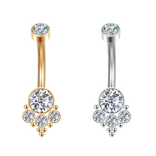 Piercing Umbigo Banana Aço Cirúrgico Pvd Indiano Zircônia