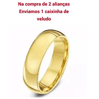 Aliança 6mm de Casamento noivado banhado Ouro 24k Tradicional Original + Solitário (1 UNIDADE) COD-12
