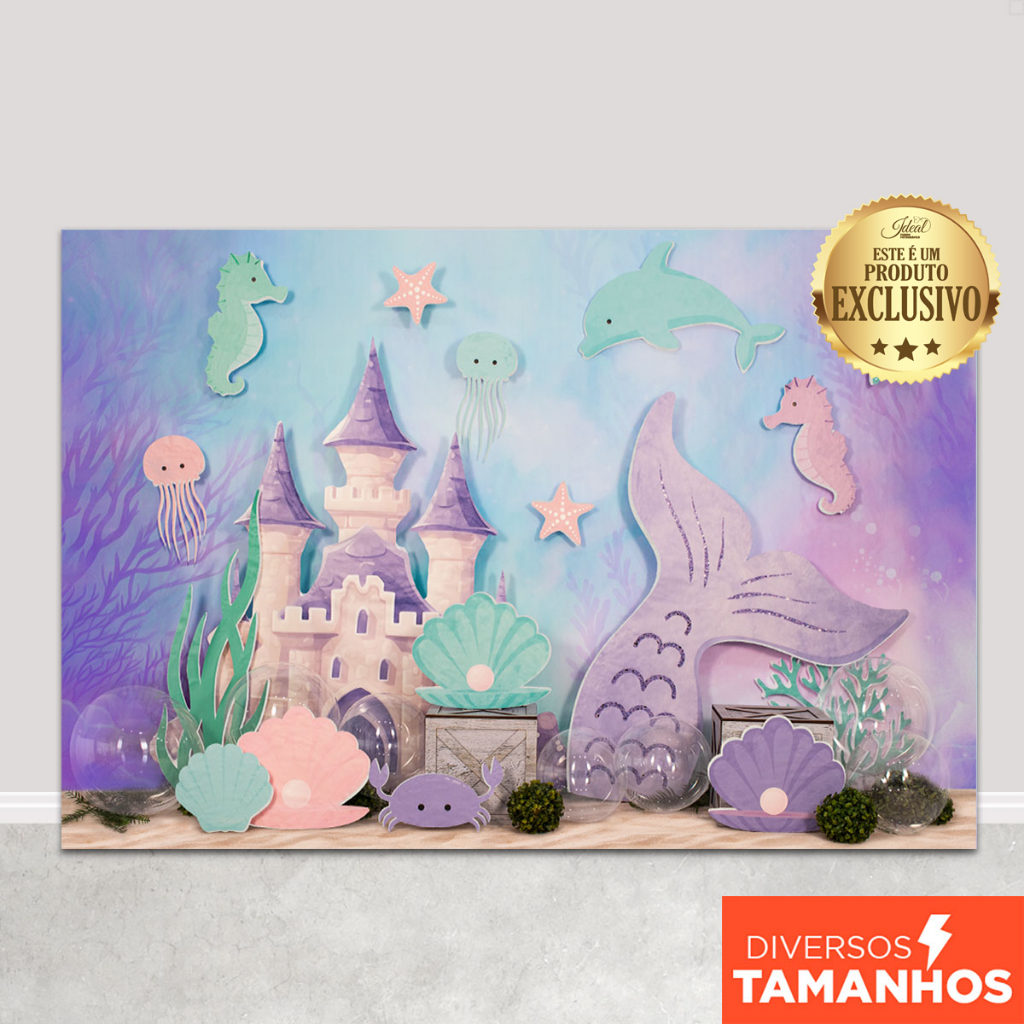 Fundo Fotográfico Dia das Crianças Sereia produção Cenográfica Exclusivo FFC-876 em Oferta na Shopee