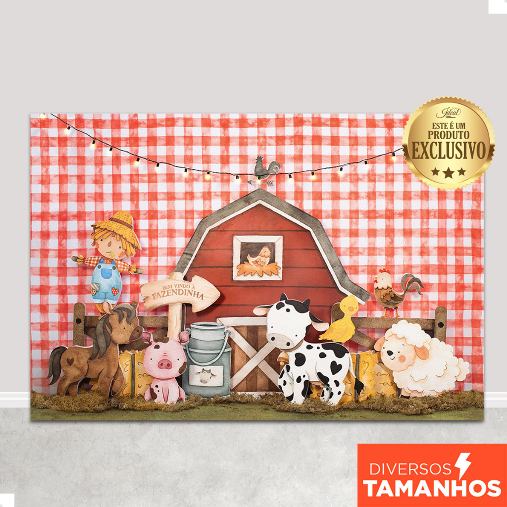 Fundo Fotográfico Dia das Crianças Fazendinha Exclusivo em Tecido FFC-877 em Oferta na Shopee