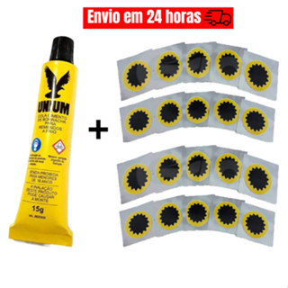 Kit Remendo Bicicleta Pneu Moto 20 unidades 30mm + Cola Unium Bike