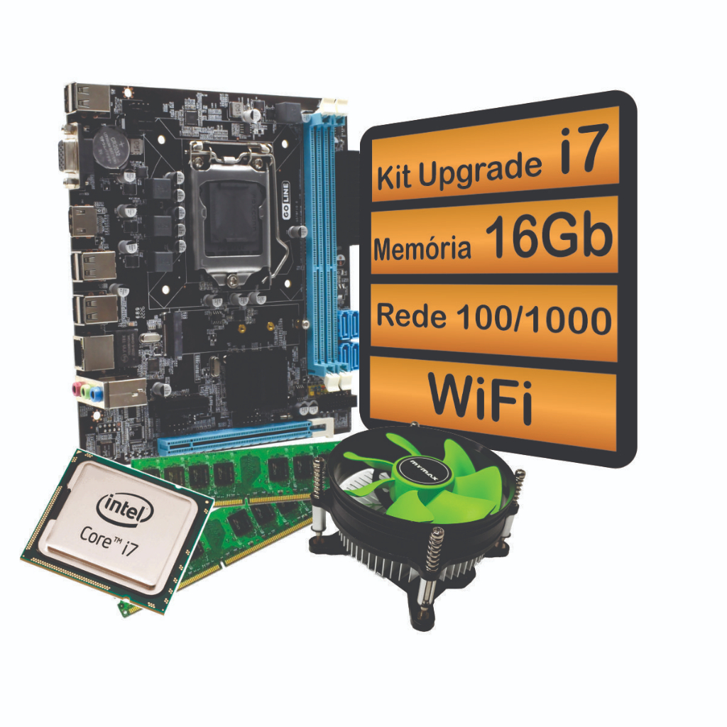 Kit Upgrade INTEL i7 3770 3.4ghz + Placa Mãe 1155 + memória 8gb ou 16Gb + cooler + Wifi TUDO NOVO