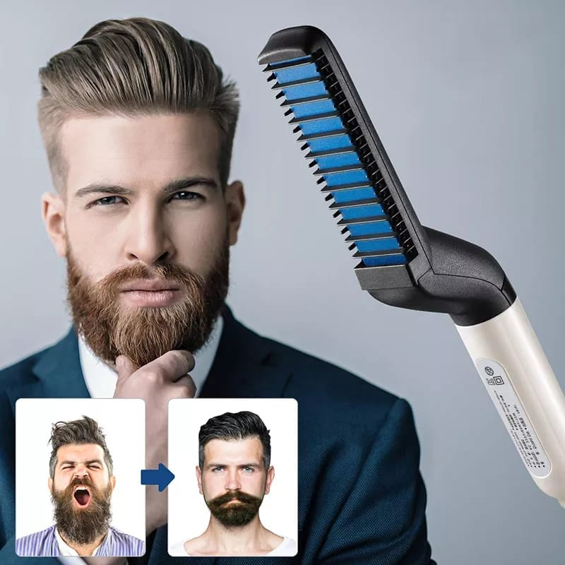 Modelador Pente Portatil Chapinha para cabelo e barba masculino Pente Eletrico Escova Alisadora