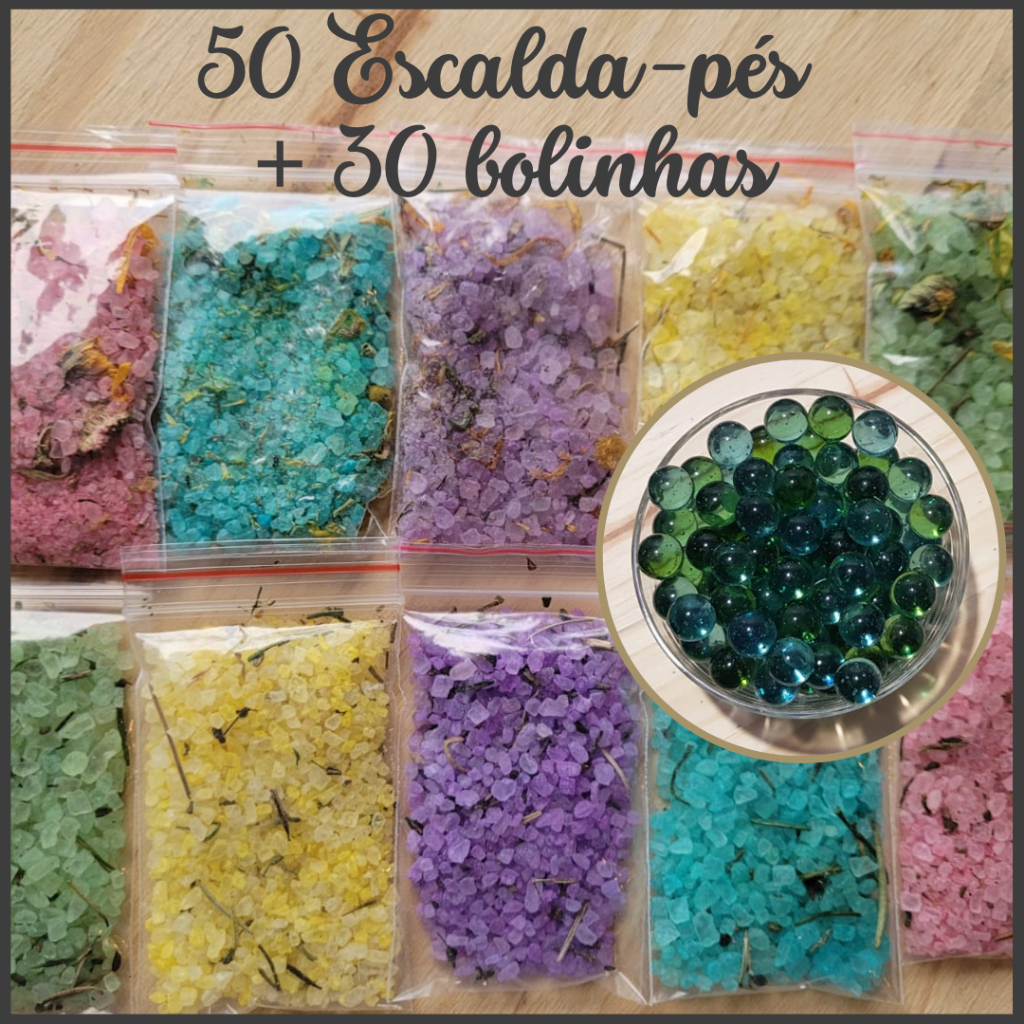 10 a 50 Escalda-pés coloridos + 30 bolinhas - COM ou SEM ETIQUETAS - Clean Natural - Fubeca - Quilica - Bolinha de Gude em Oferta na Shopee