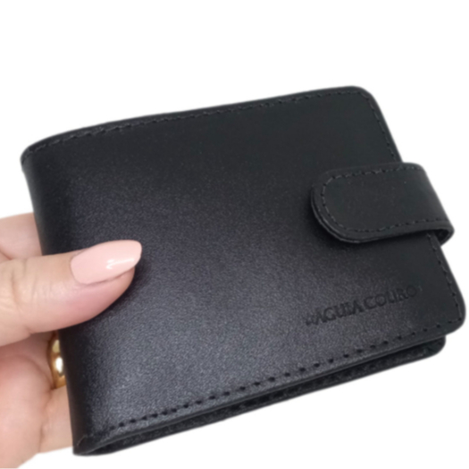 Carteira Masculina Couro Premium Com Fecho Completo com porta cartão