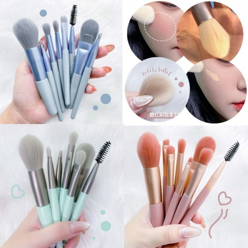 Kit 8 Peças Conjunto De Pincéis De Maquiagem com Estojo Transparente Para Viagem Conjunto de ferramentas de beleza