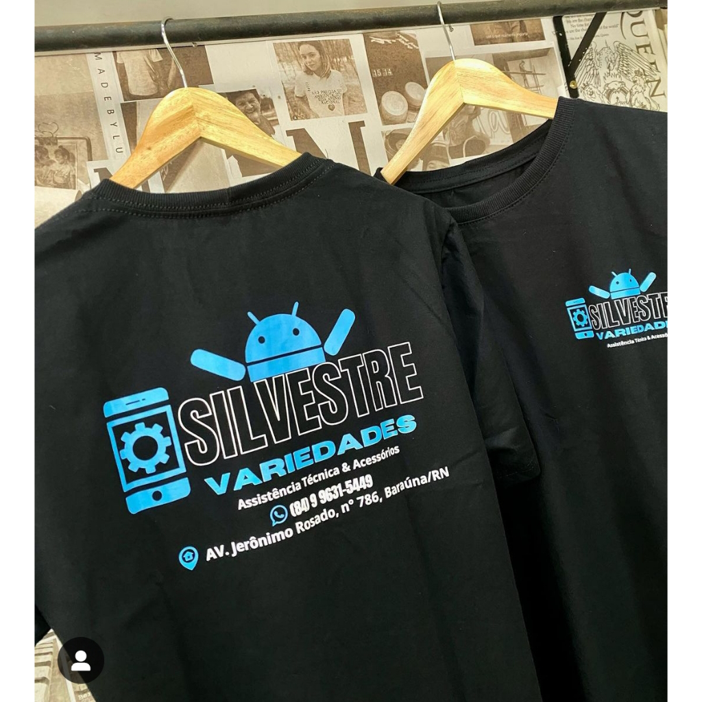 kit estampas DTF digital com a logo de sua empresa Frente (7cm) e costas (25cm) facil aplicação * pode-se aplicar com ferro de passar ouprensa termica