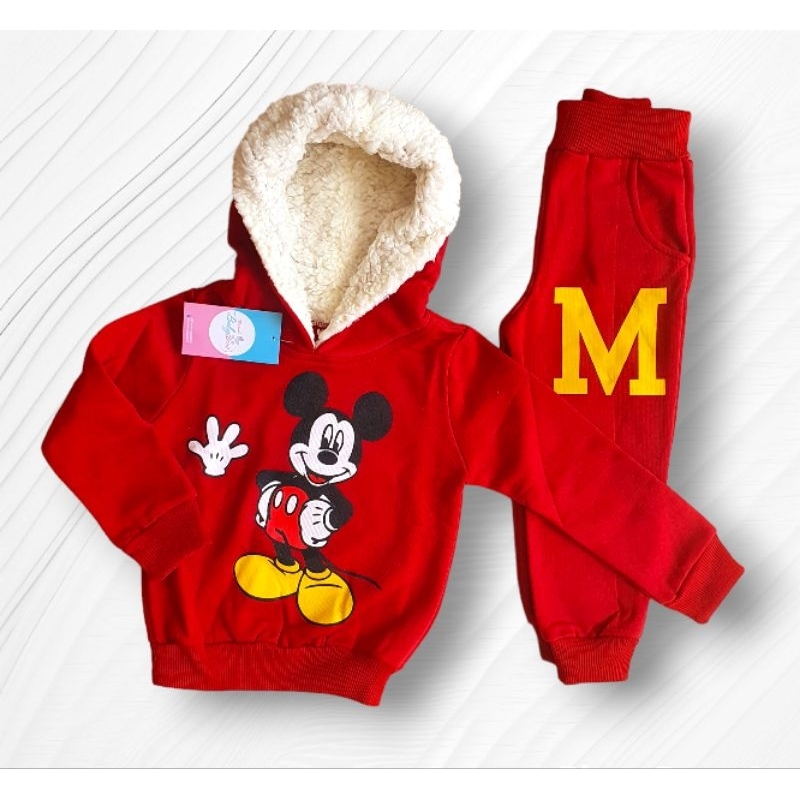 Conjunto de Moletom  de Alta Qualidade Infantil de Personagens Calça e Blusa Com Touca Pelúcia Feminino e Masculino
