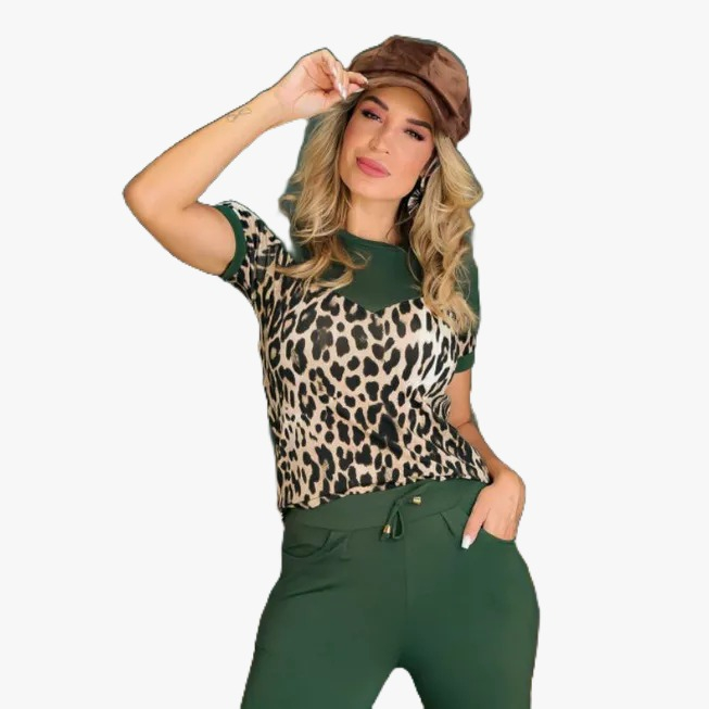 Conjunto Feminino 2 peças Moletinho calça com bolso + blusa visco lycra Moda Tendência
