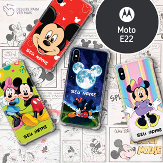 Capa Capinha - Motorola Moto E22 - Coleção Mickey e Minnie Personalizada com Nome
