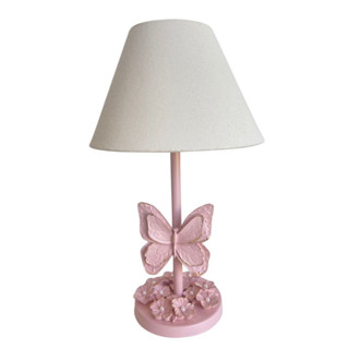 Abajur Borboleta Rosê Rose Menina Luminária Borboleta