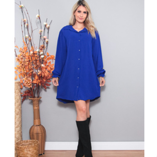 Chemise Feminina Manga Longa, Moda Camisão Vestido Com botão, Camisa social em Oferta na Shopee