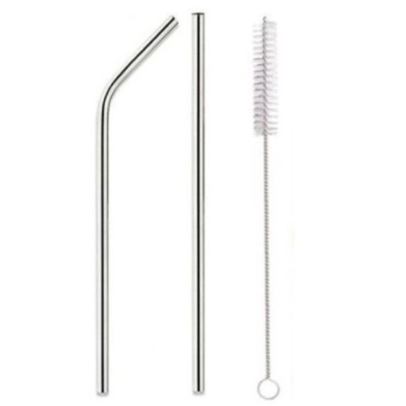 Kit 2 Canudos Inox Reutilizavel(1 RETO e 1 CURVADO) Limpador em Oferta na Shopee